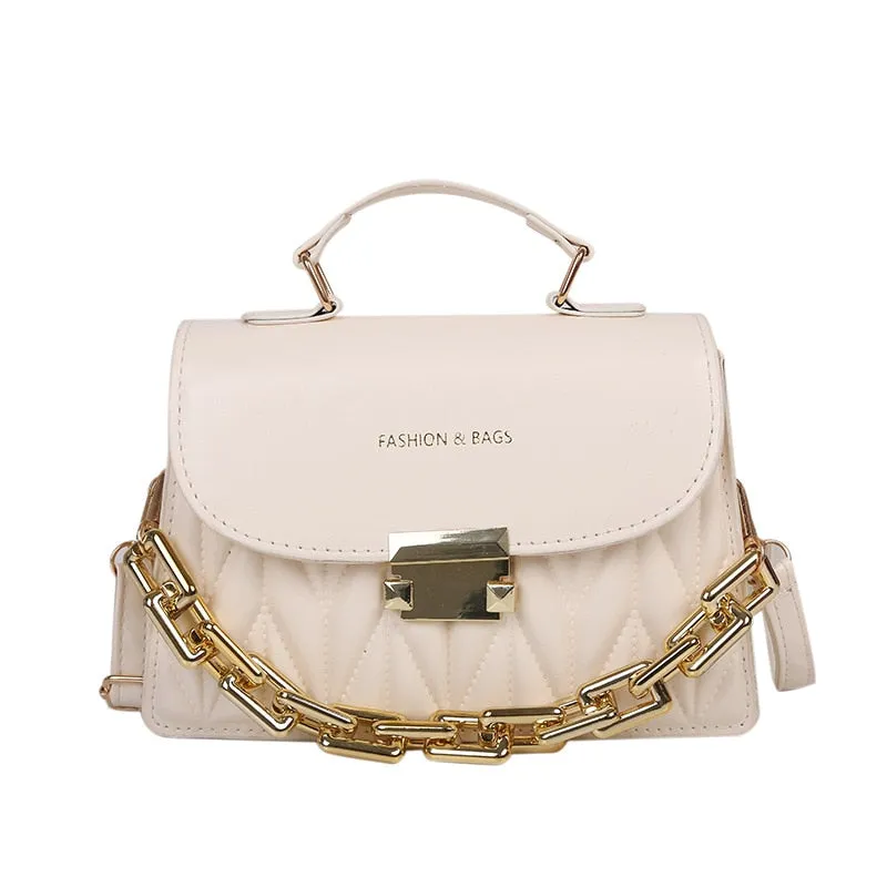 Textured Chain Shoulder Tote Purse