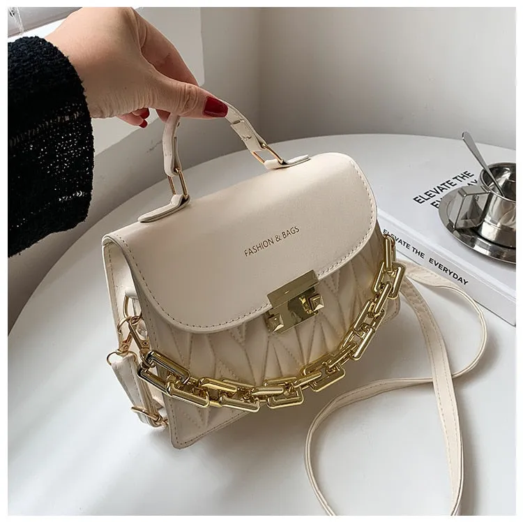 Textured Chain Shoulder Tote Purse