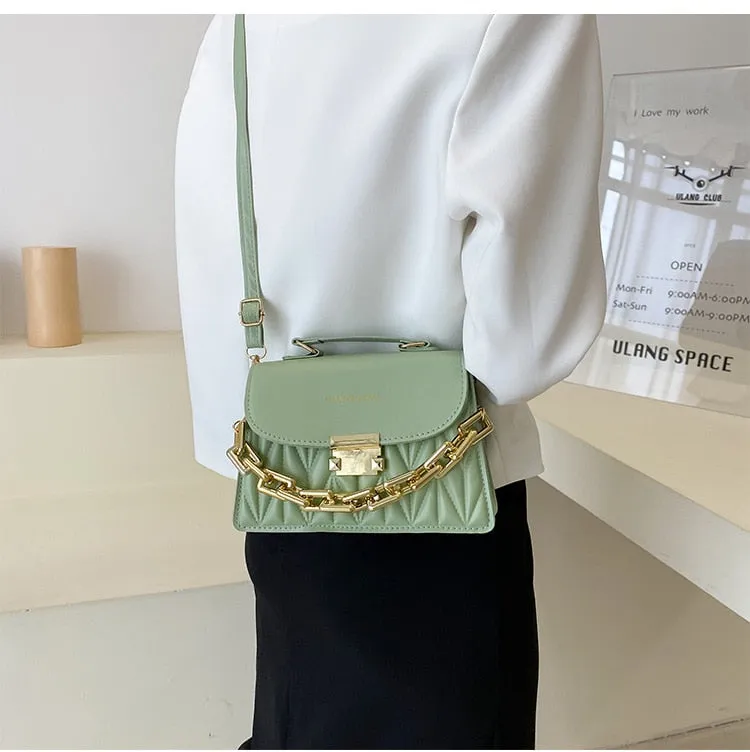 Textured Chain Shoulder Tote Purse