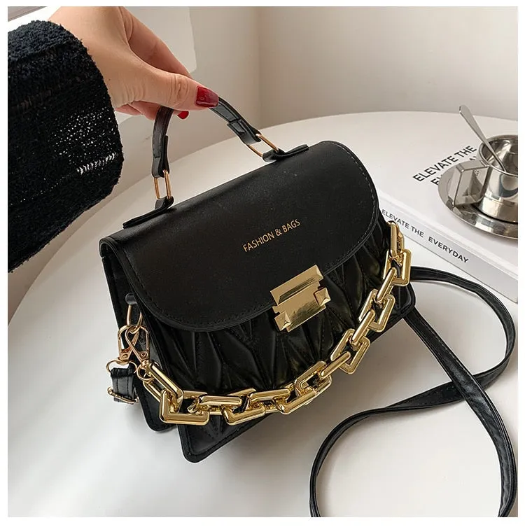 Textured Chain Shoulder Tote Purse