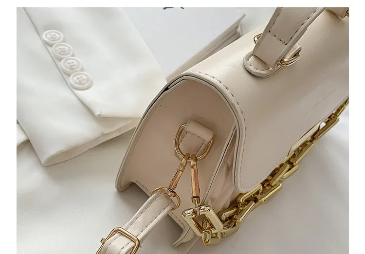Textured Chain Shoulder Tote Purse