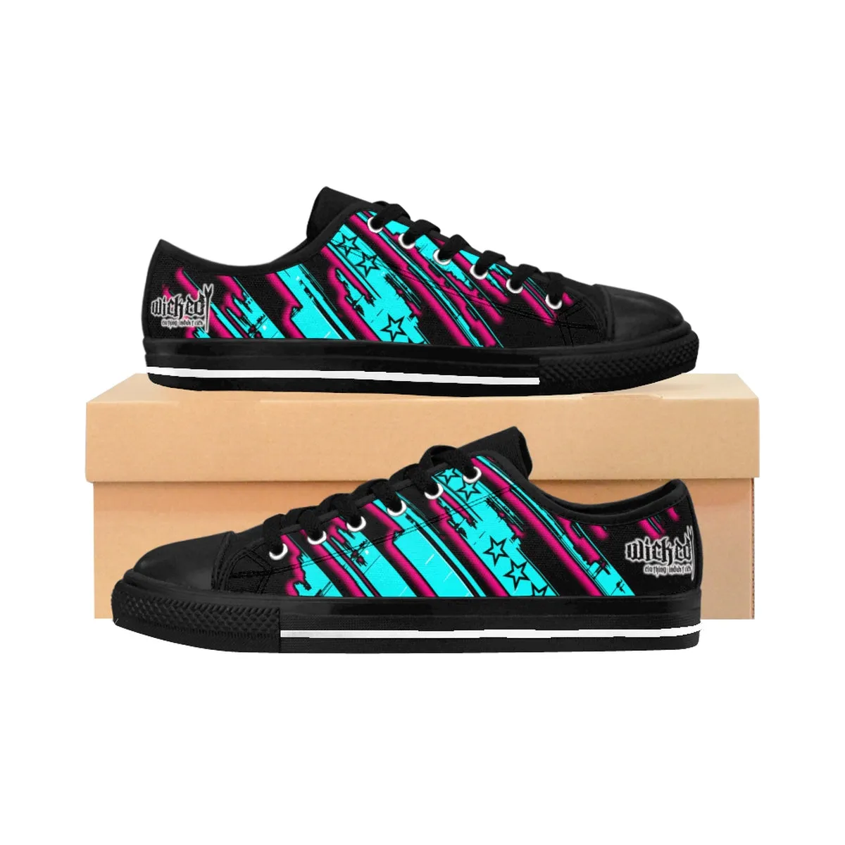The Edge of Insanity / Teal/ Pink Black/ Women's Sneakers