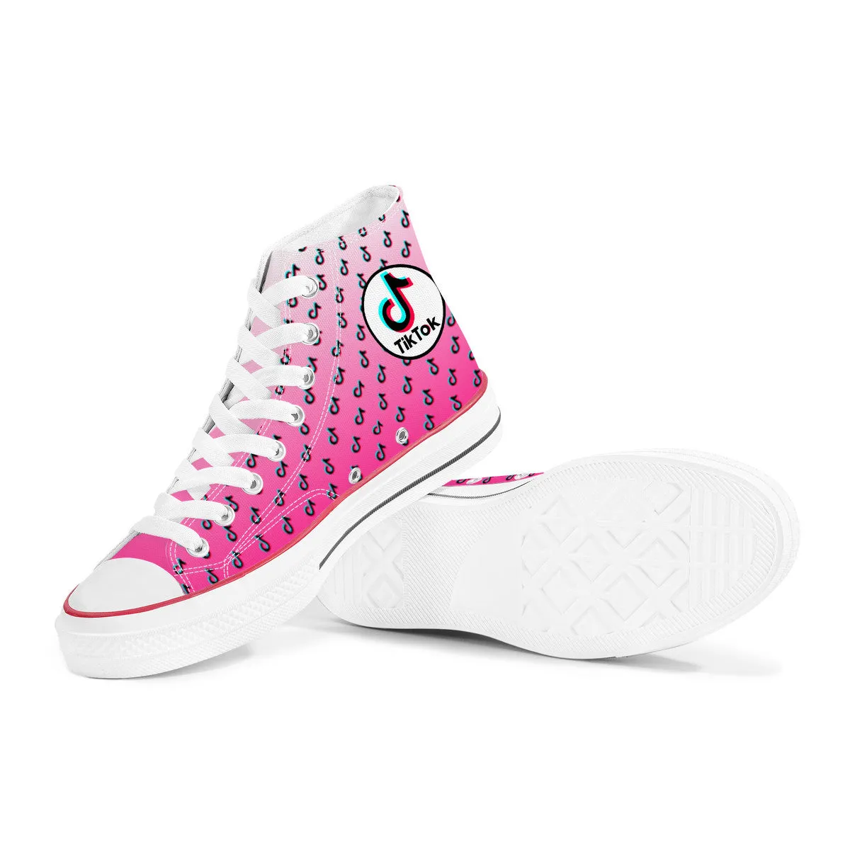 TikTok High Top Canvas Shoes - Pink TikTok Sneakers