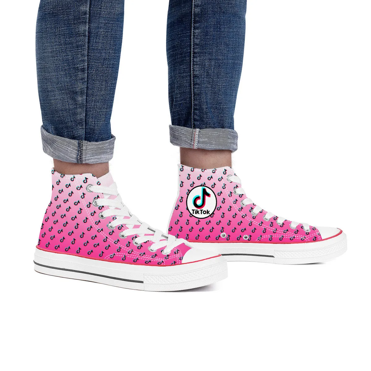 TikTok High Top Canvas Shoes - Pink TikTok Sneakers