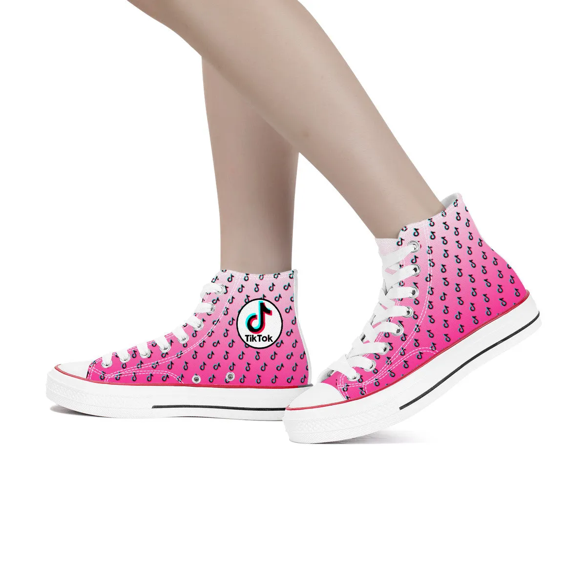 TikTok High Top Canvas Shoes - Pink TikTok Sneakers
