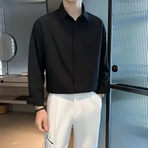 TrendStyle Einfarbiges Langarmhemd im Hongkong-Stil