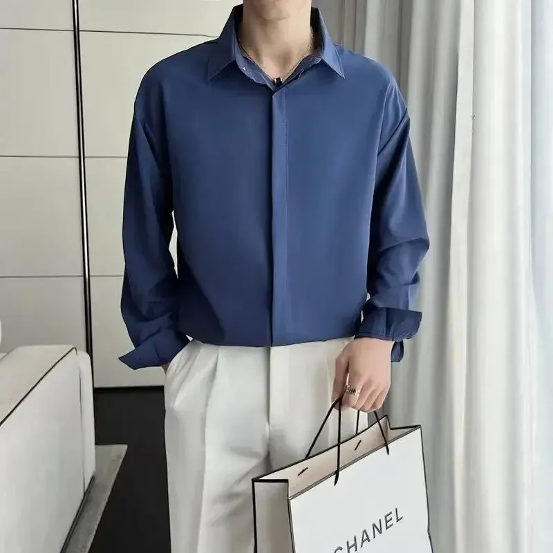 TrendStyle Einfarbiges Langarmhemd im Hongkong-Stil
