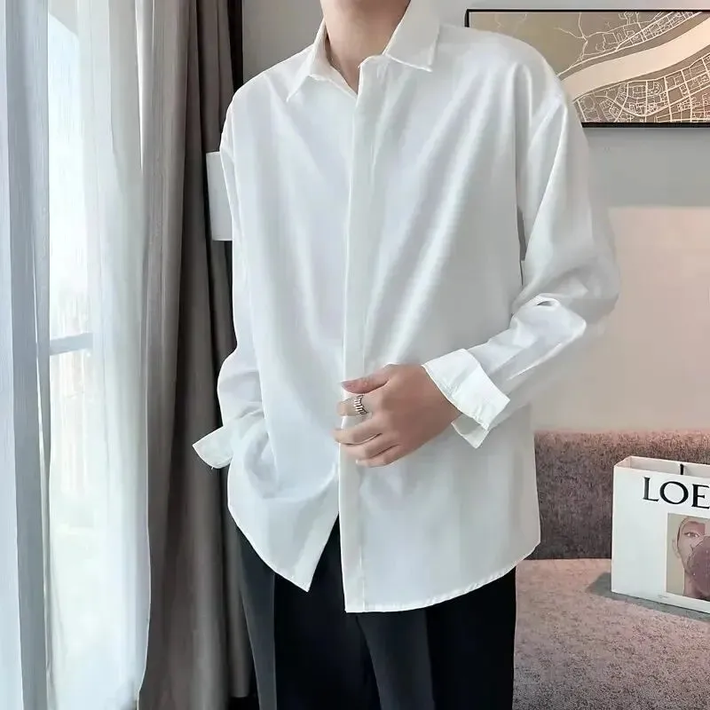 TrendStyle Einfarbiges Langarmhemd im Hongkong-Stil