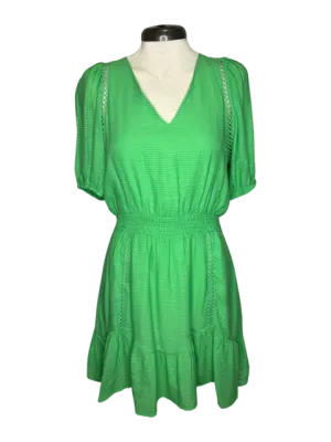 Trim Cinch Waist Dress Evergreen