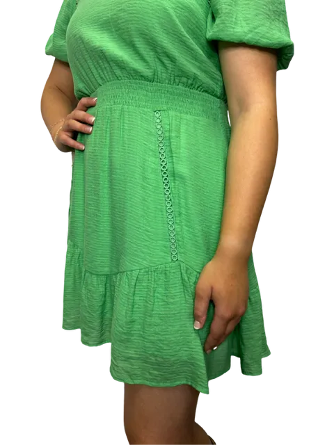 Trim Cinch Waist Dress Evergreen