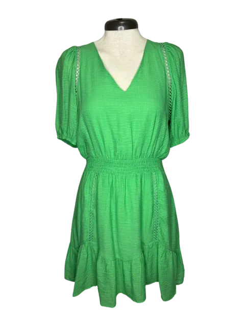 Trim Cinch Waist Dress Evergreen