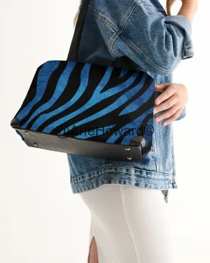 True Blue Zebra Vegan Leather Shoulder Bag