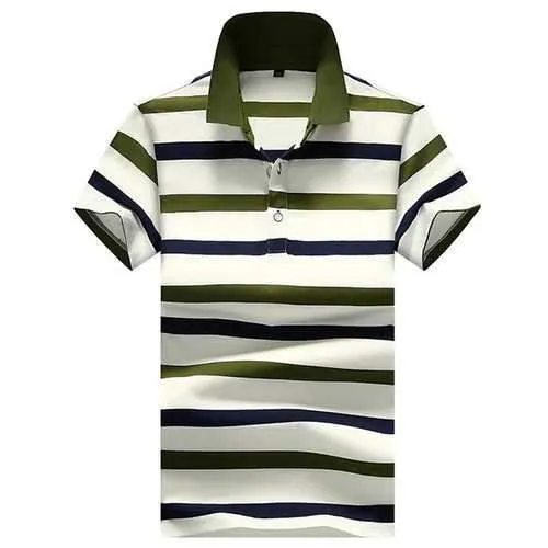 Turn-down Collar Business Casual Striped Golf Shirts