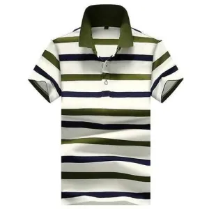 Turn-down Collar Business Casual Striped Golf Shirts