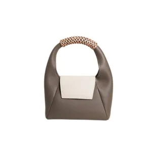 Two-Tone Leather Top Handle Mini Bag