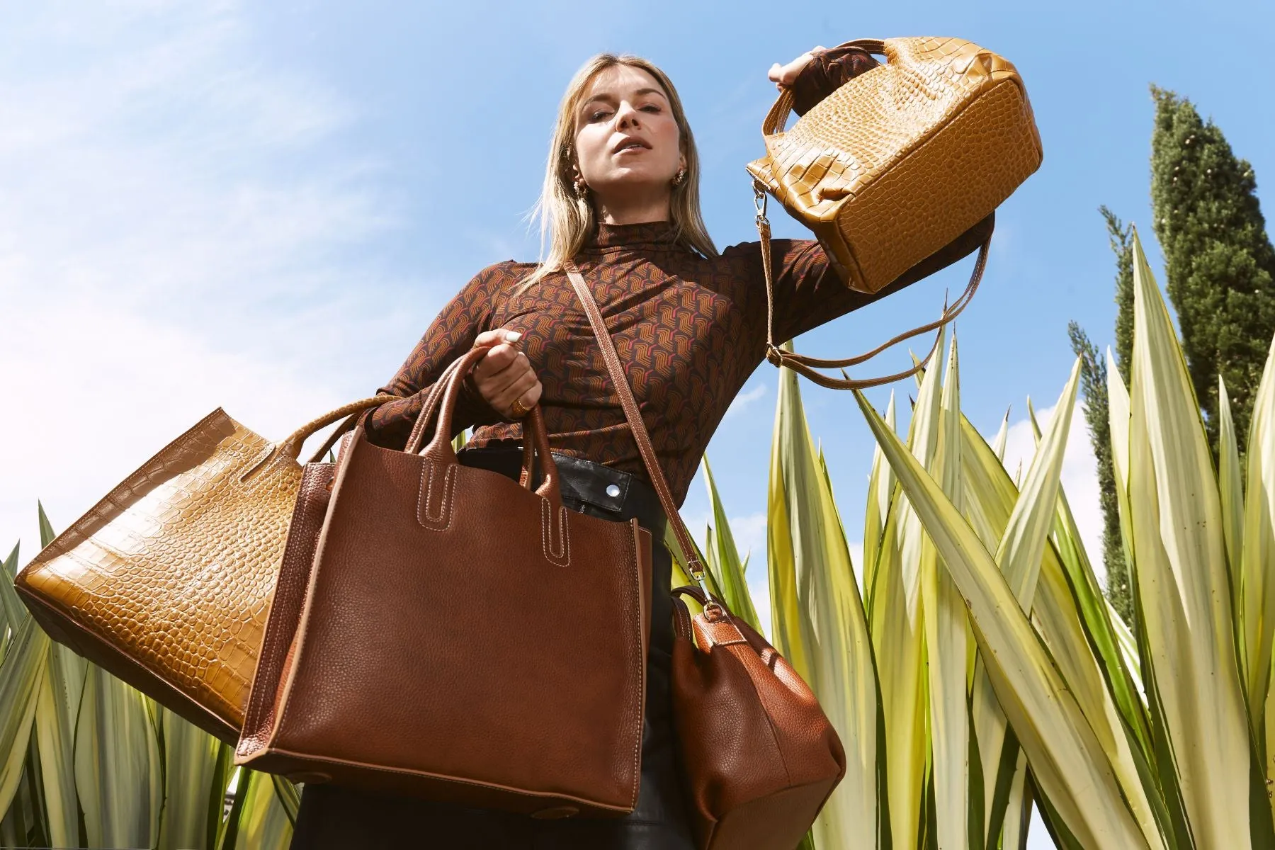 Uffizi soft leather bag Tan