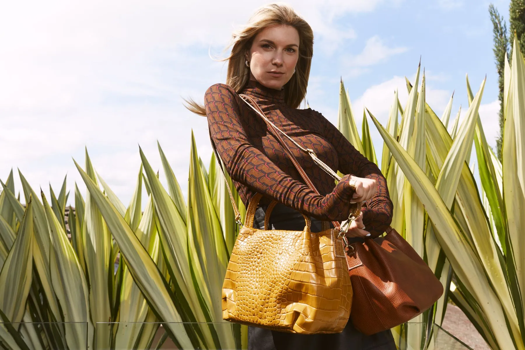 Uffizi soft leather bag Tan