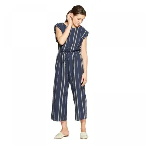 Universal Thread Women's Sleeveless Crew Neck Striped Wide Leg Jumpsuit