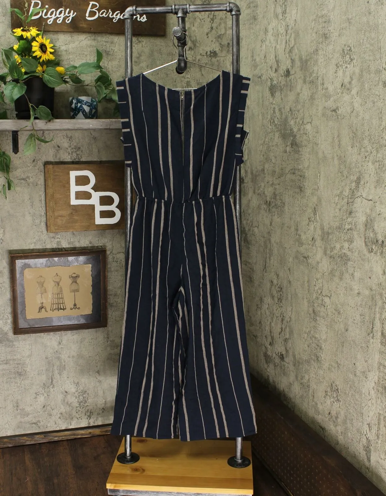 Universal Thread Women's Sleeveless Crew Neck Striped Wide Leg Jumpsuit