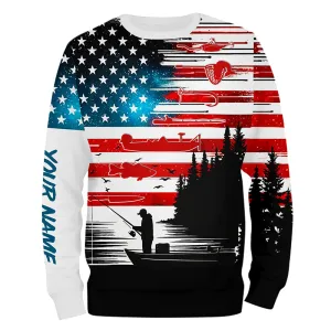 USA flag fishing shirt UV protection personalized fishing Sweatshirt A71
