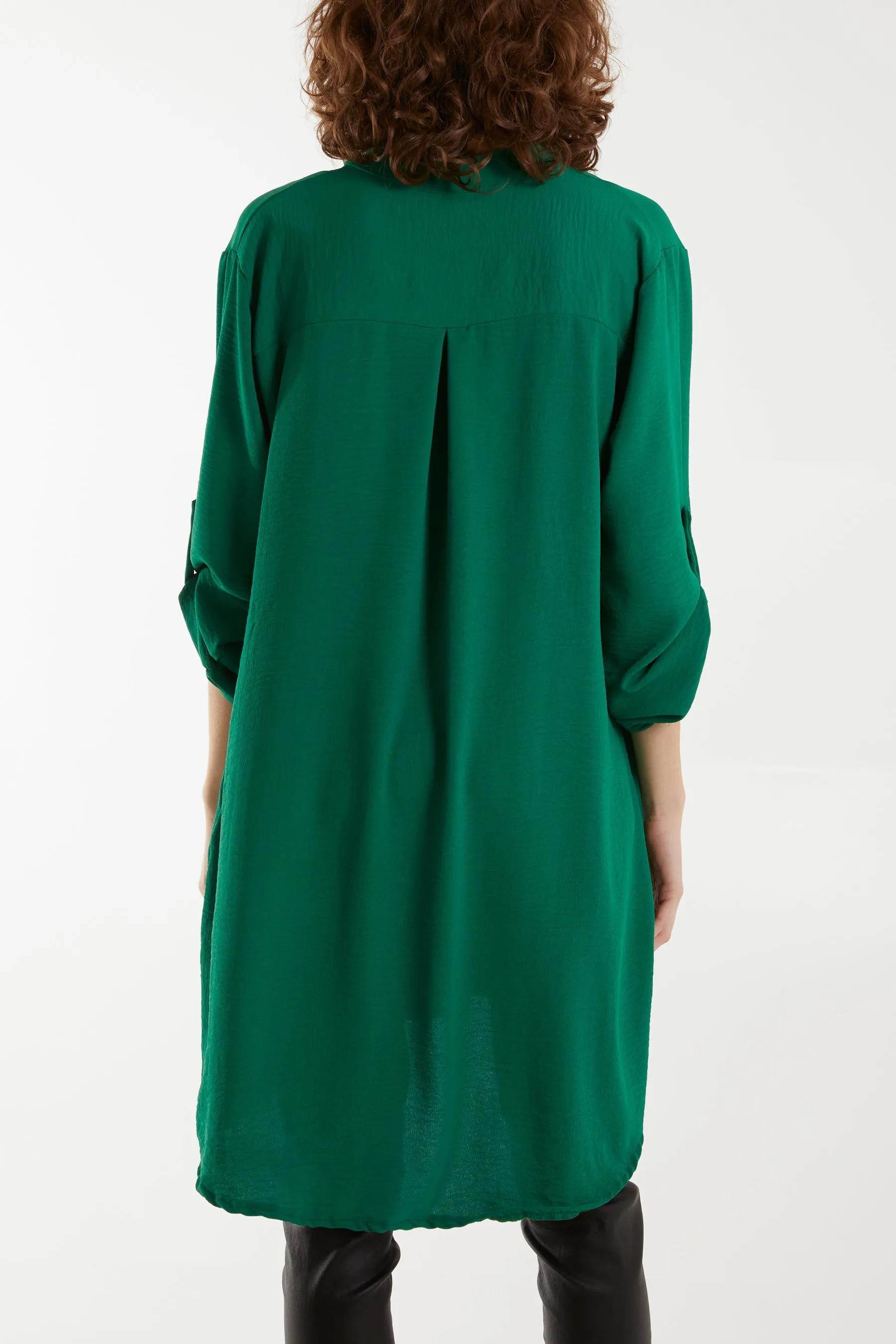 V-Neck Button Sleeve Long Top