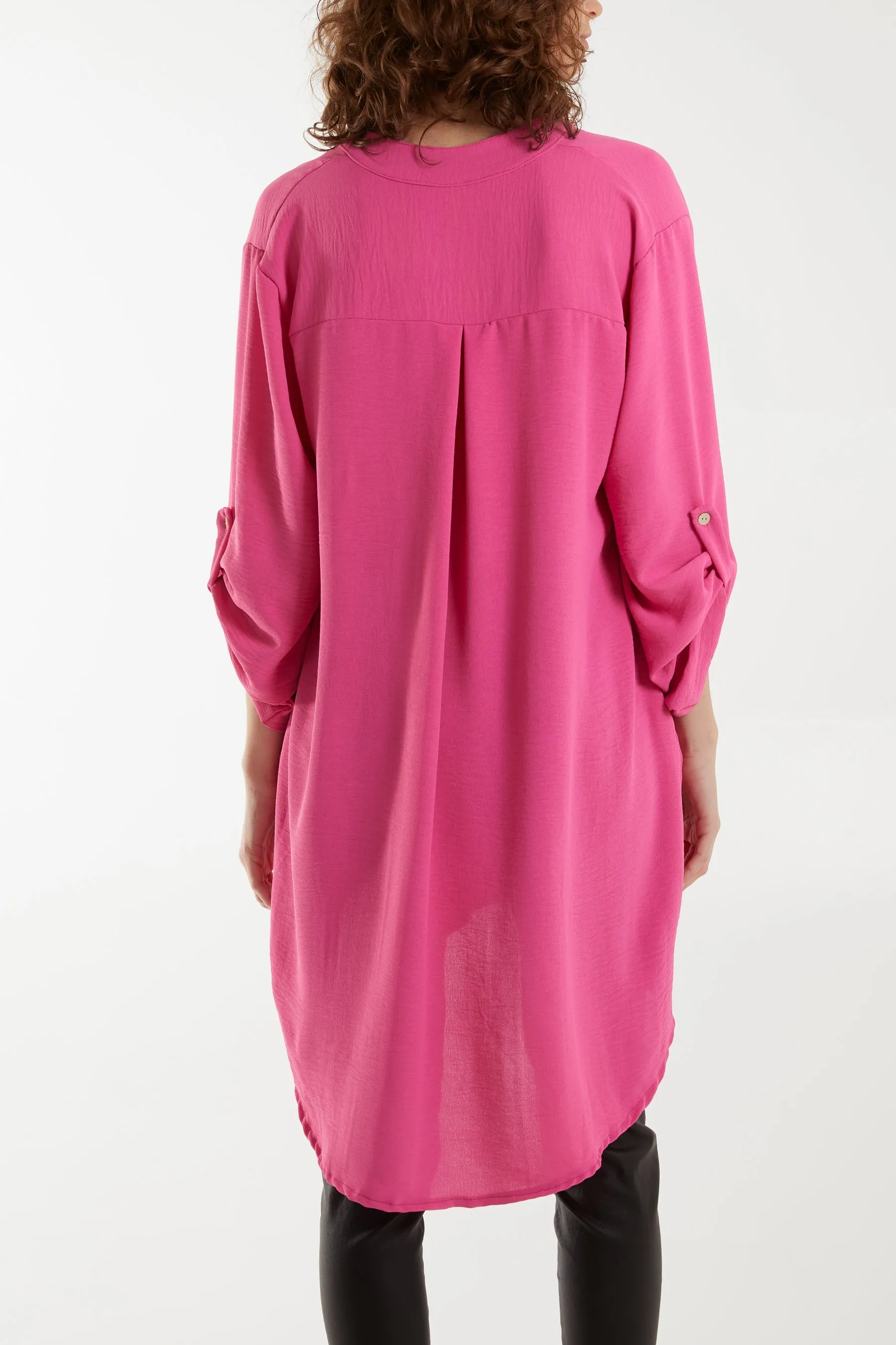 V-Neck Button Sleeve Long Top