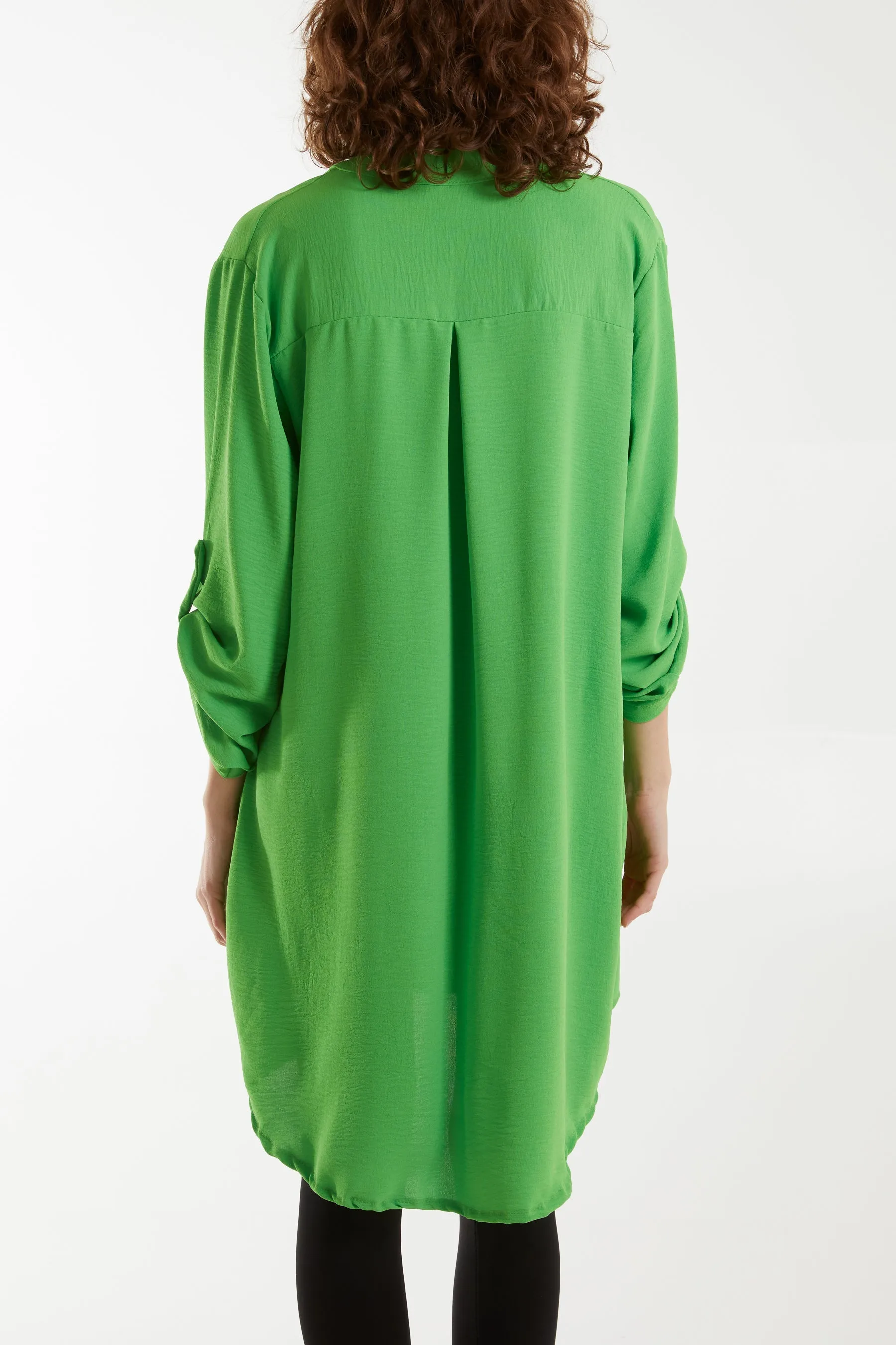 V-Neck Button Sleeve Long Top
