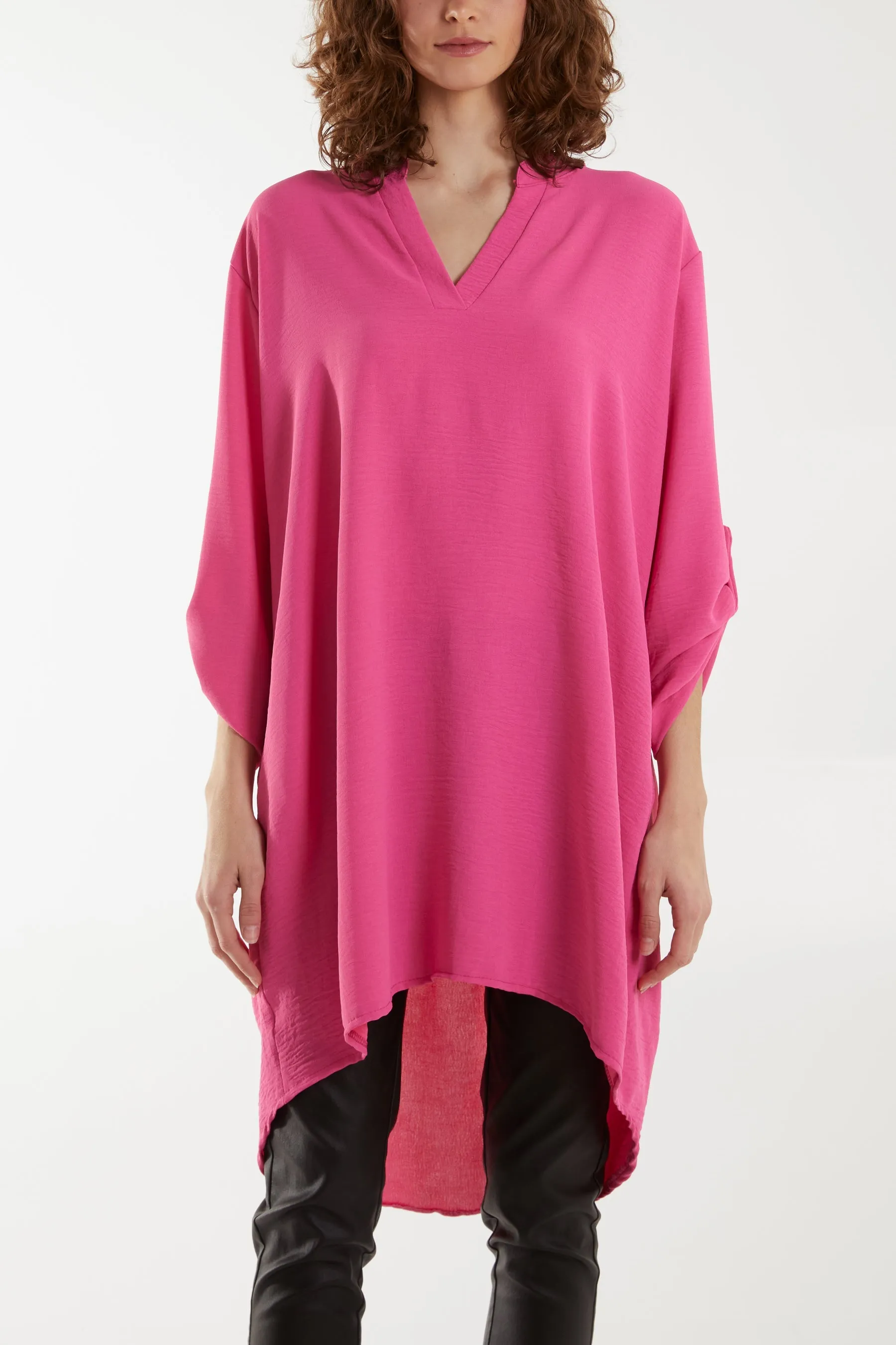 V-Neck Button Sleeve Long Top
