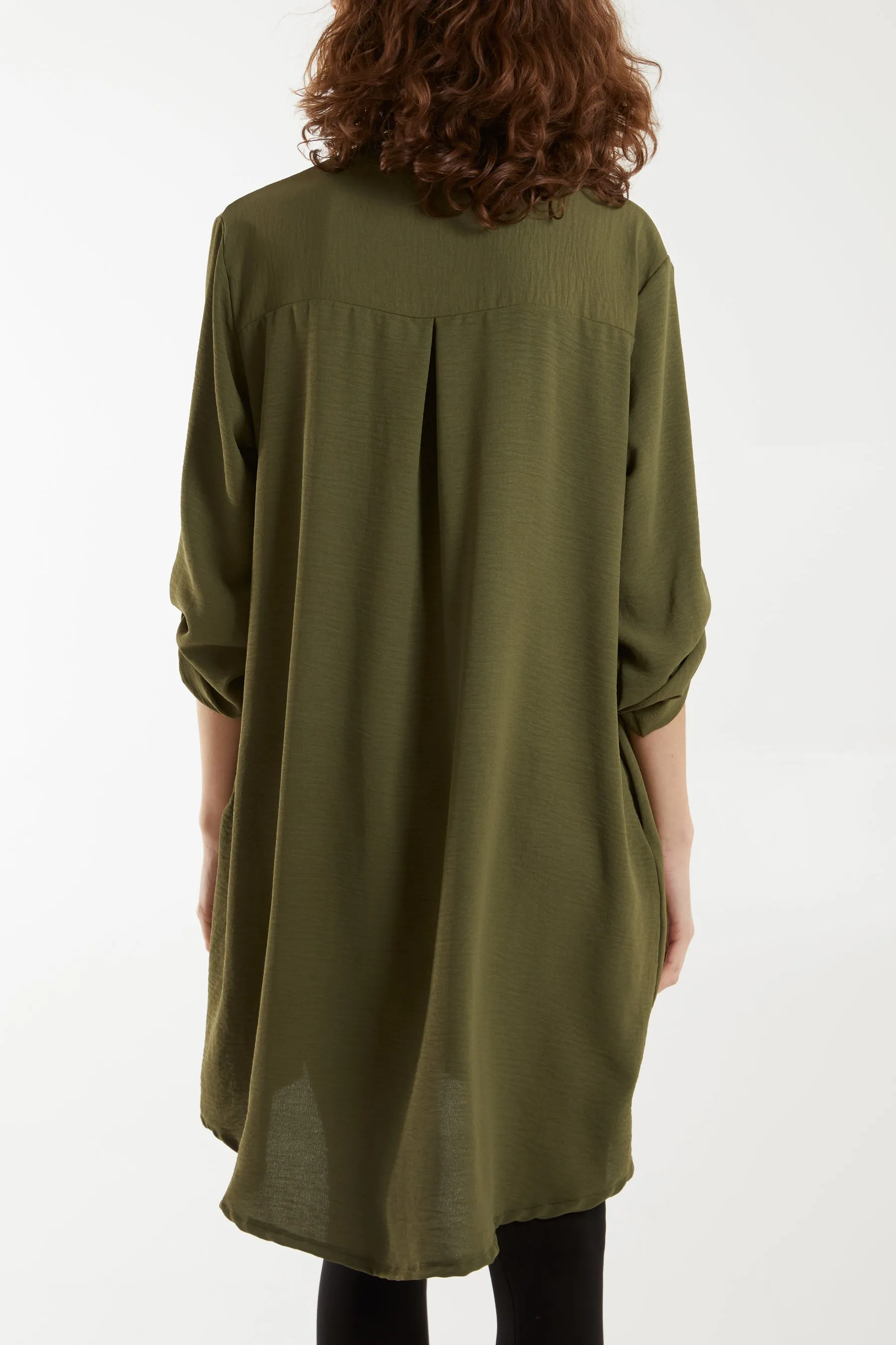 V-Neck Button Sleeve Long Top