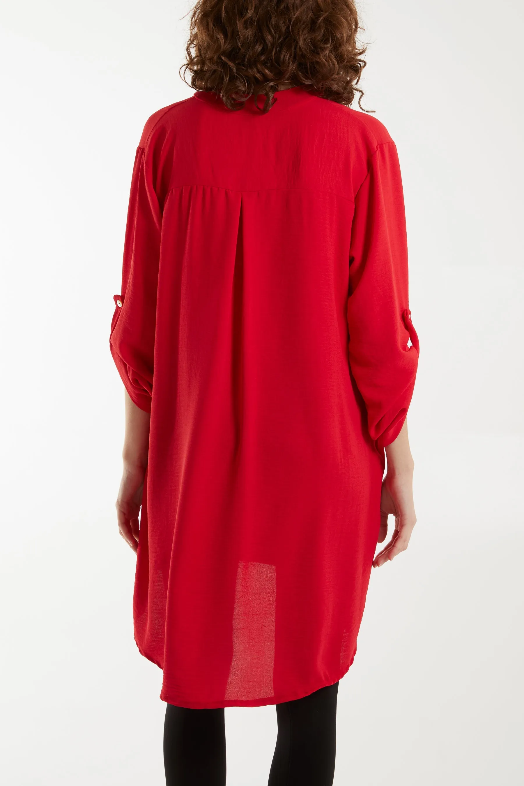 V-Neck Button Sleeve Long Top