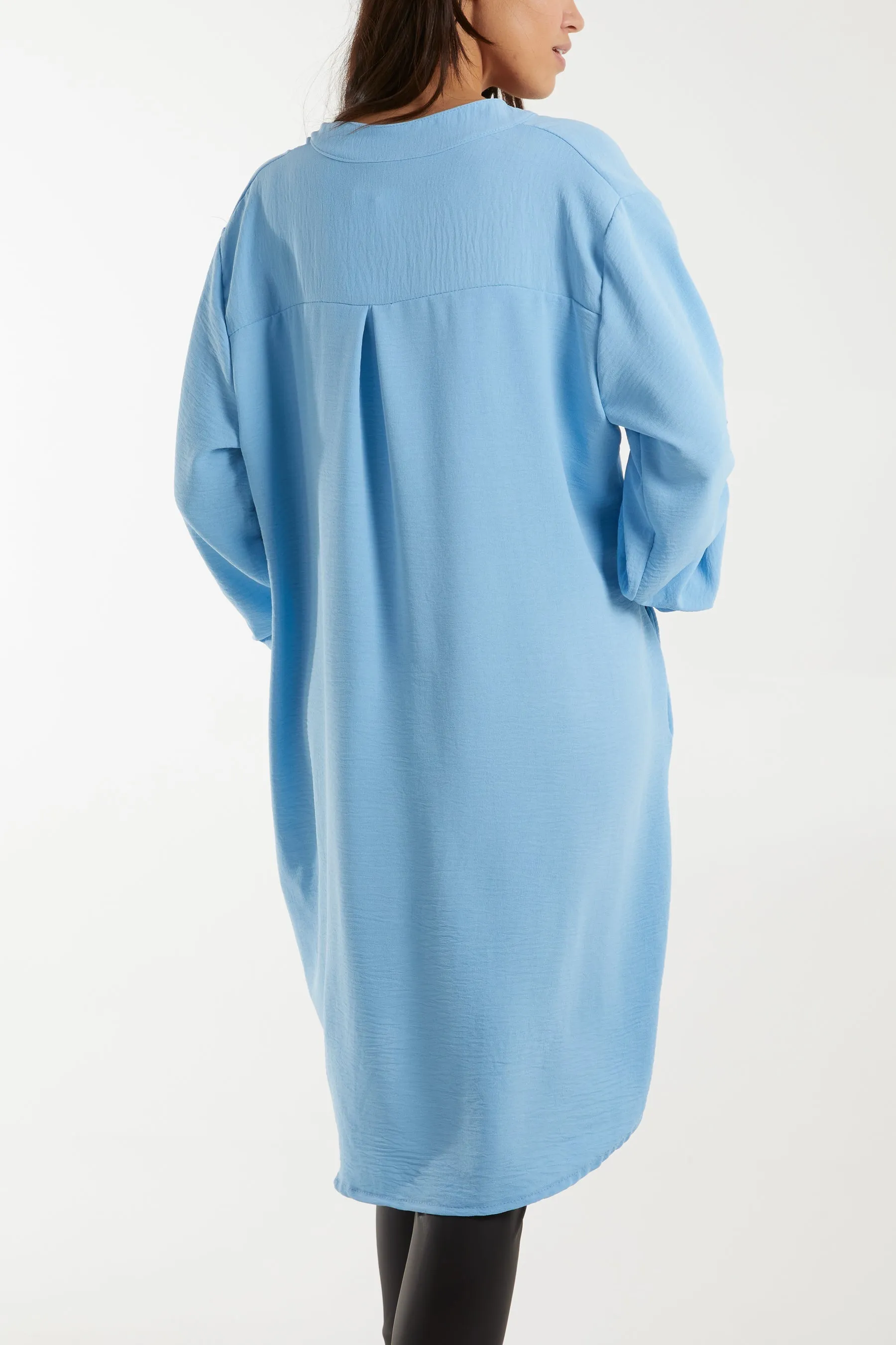 V-Neck Button Sleeve Long Top