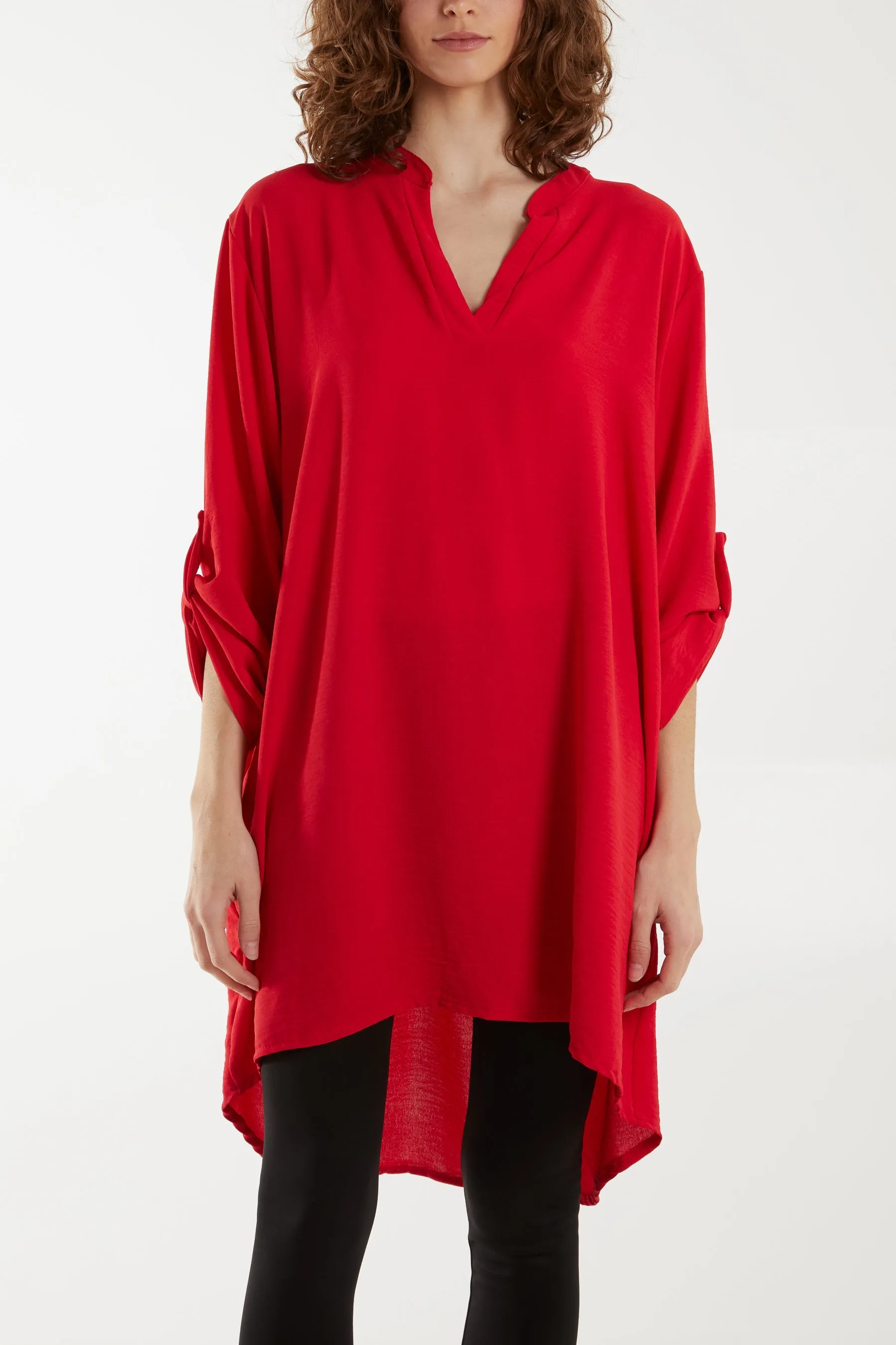 V-Neck Button Sleeve Long Top
