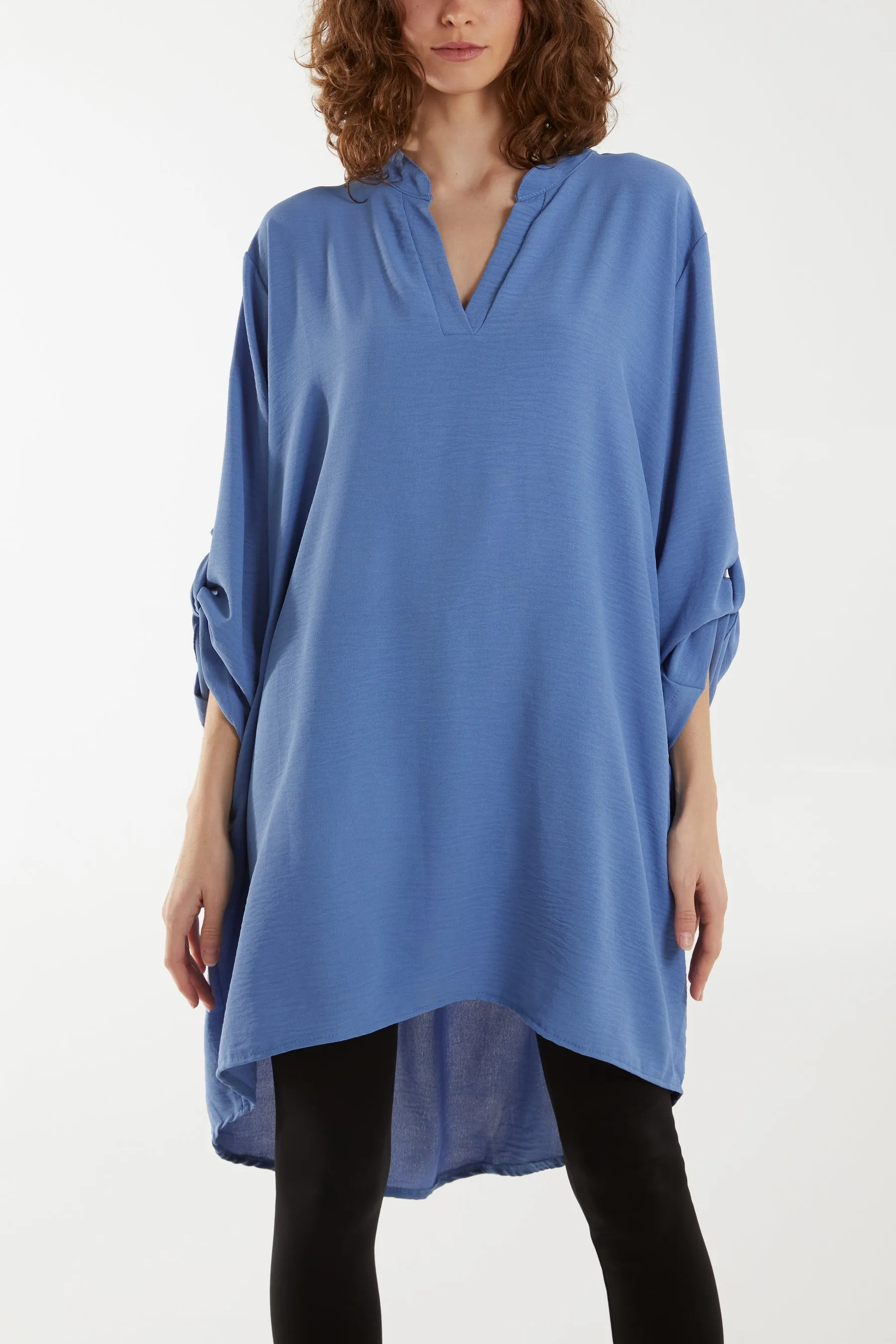 V-Neck Button Sleeve Long Top