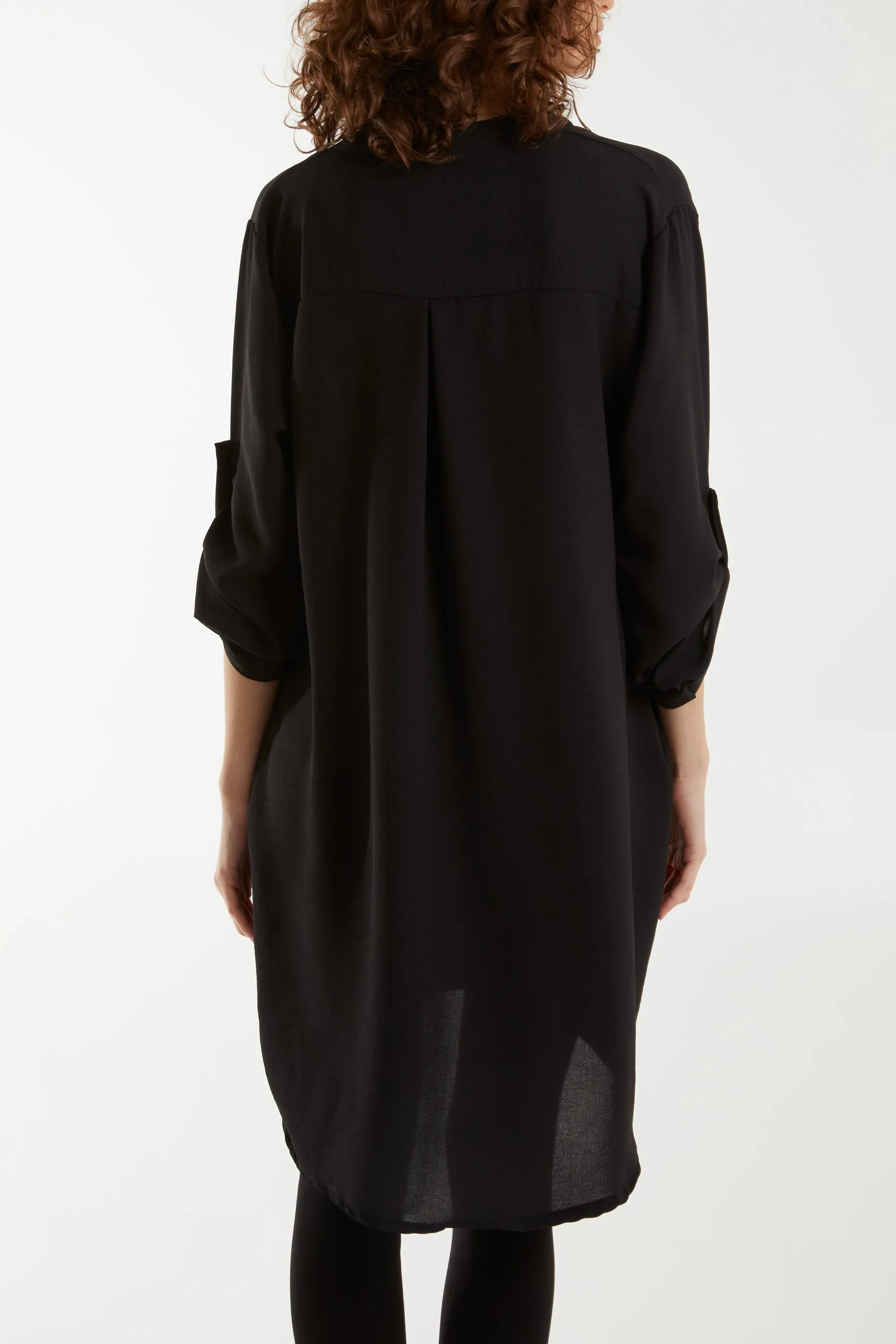 V-Neck Button Sleeve Long Top