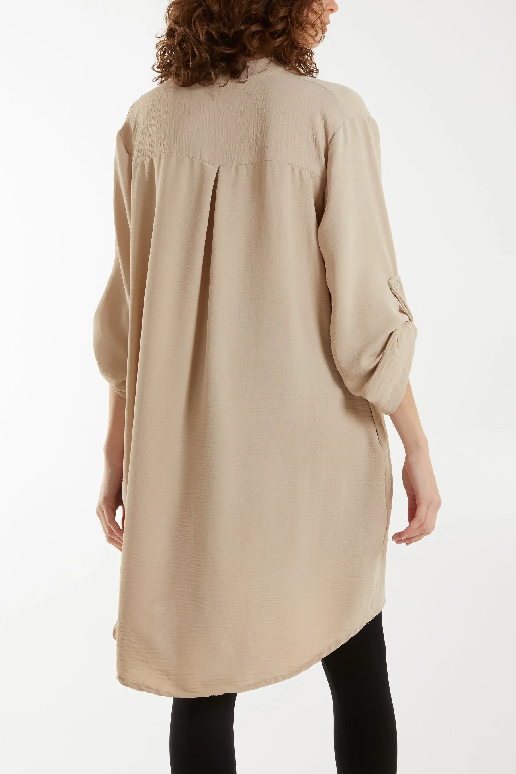 V-Neck Button Sleeve Long Top