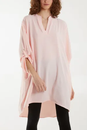V-Neck Button Sleeve Long Top