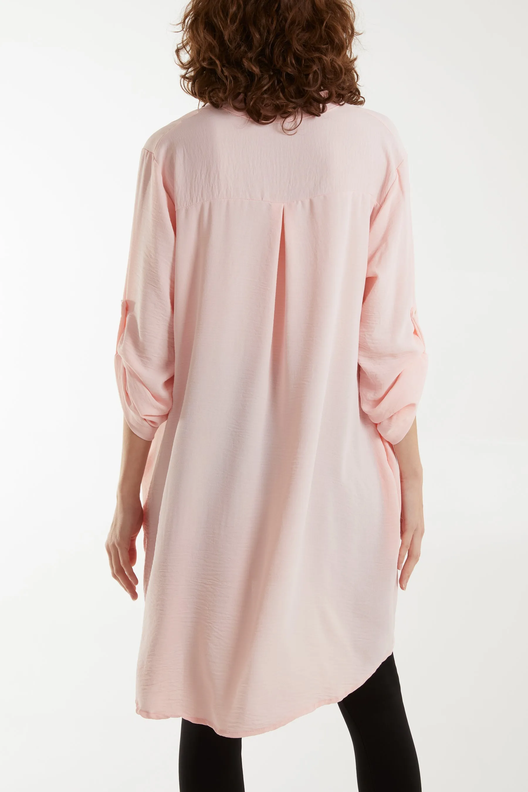 V-Neck Button Sleeve Long Top