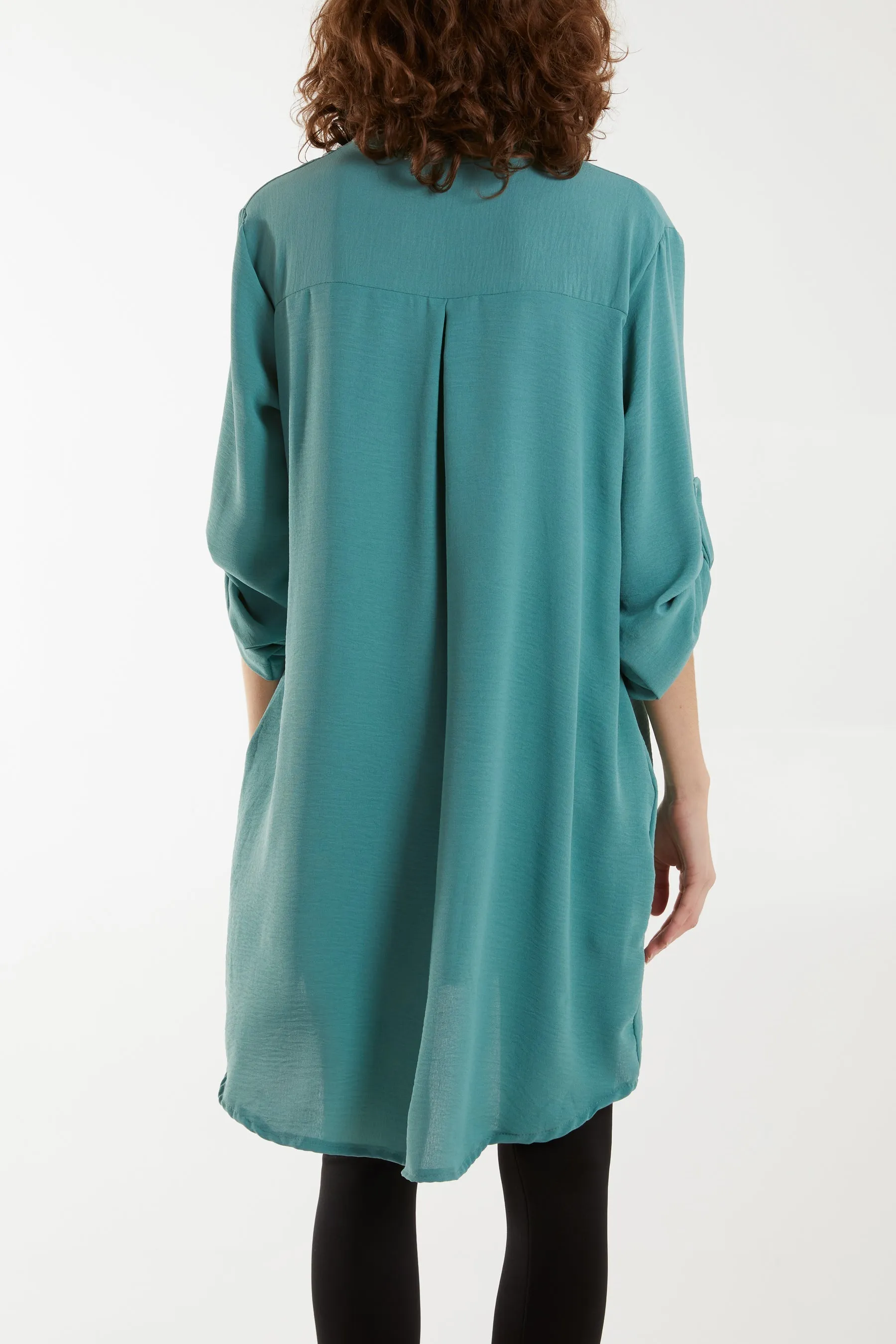 V-Neck Button Sleeve Long Top