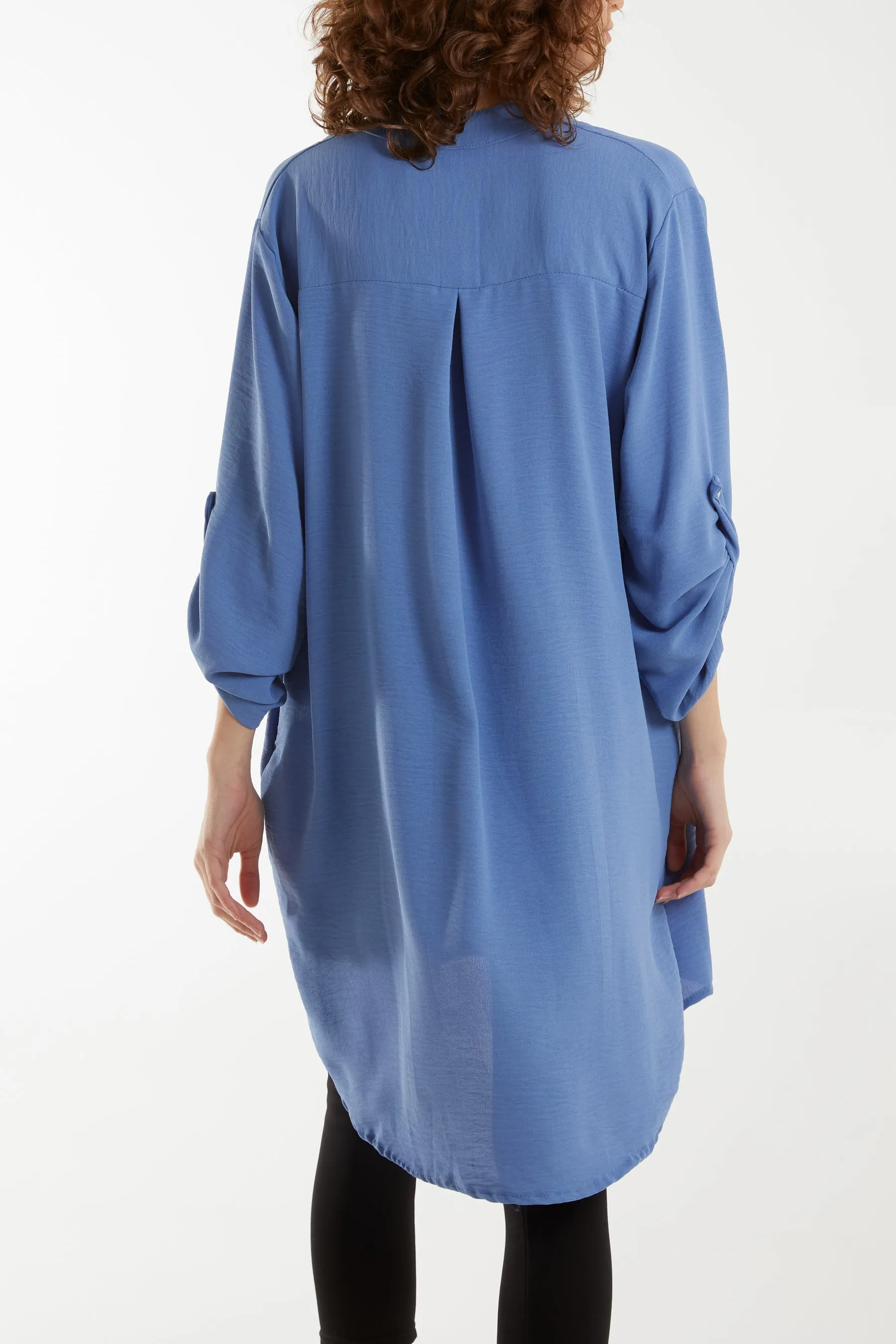 V-Neck Button Sleeve Long Top