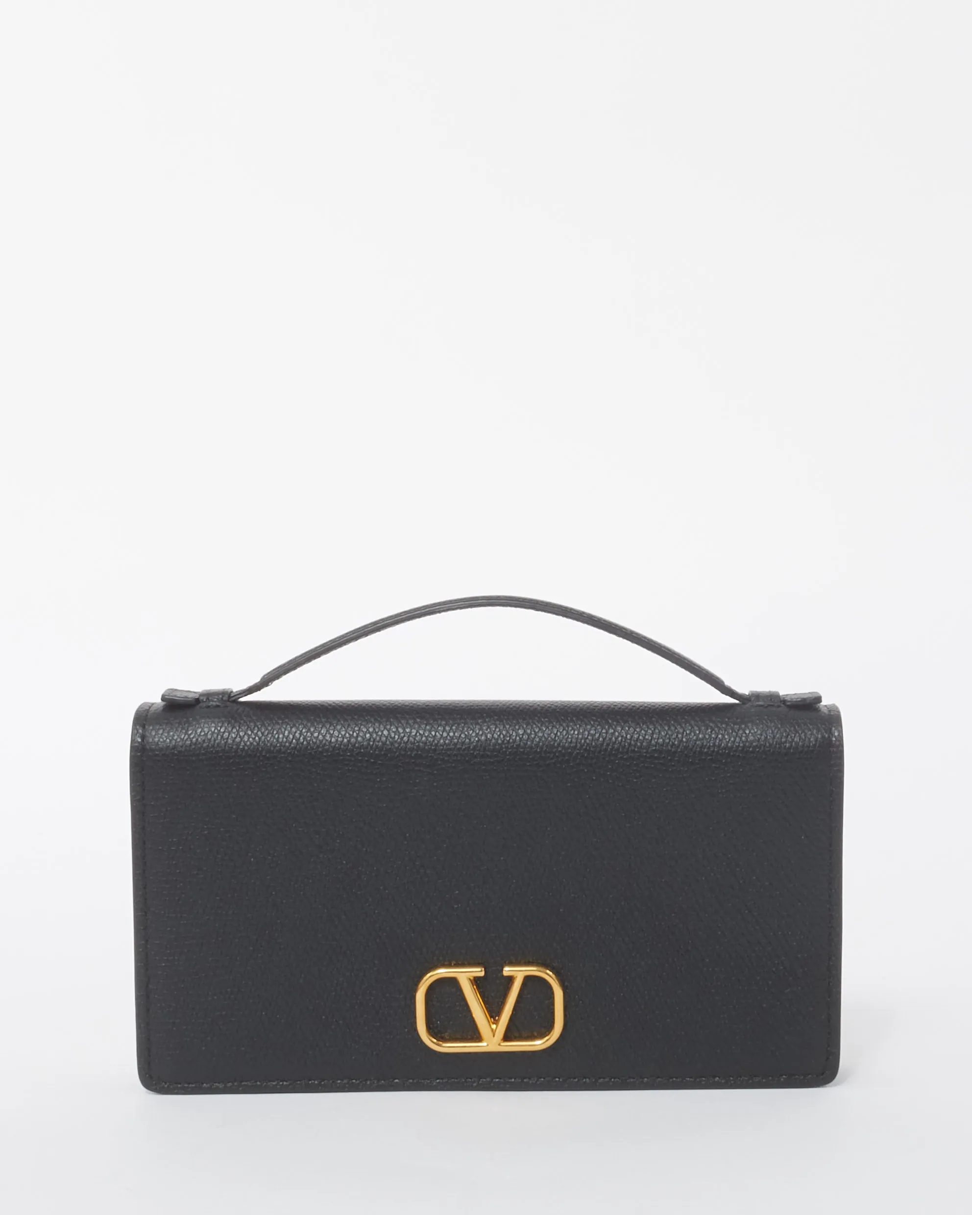 Valentino Black Leather VLogo Signature Wallet-On-Chain