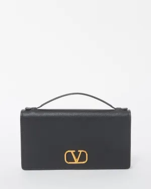Valentino Black Leather VLogo Signature Wallet-On-Chain