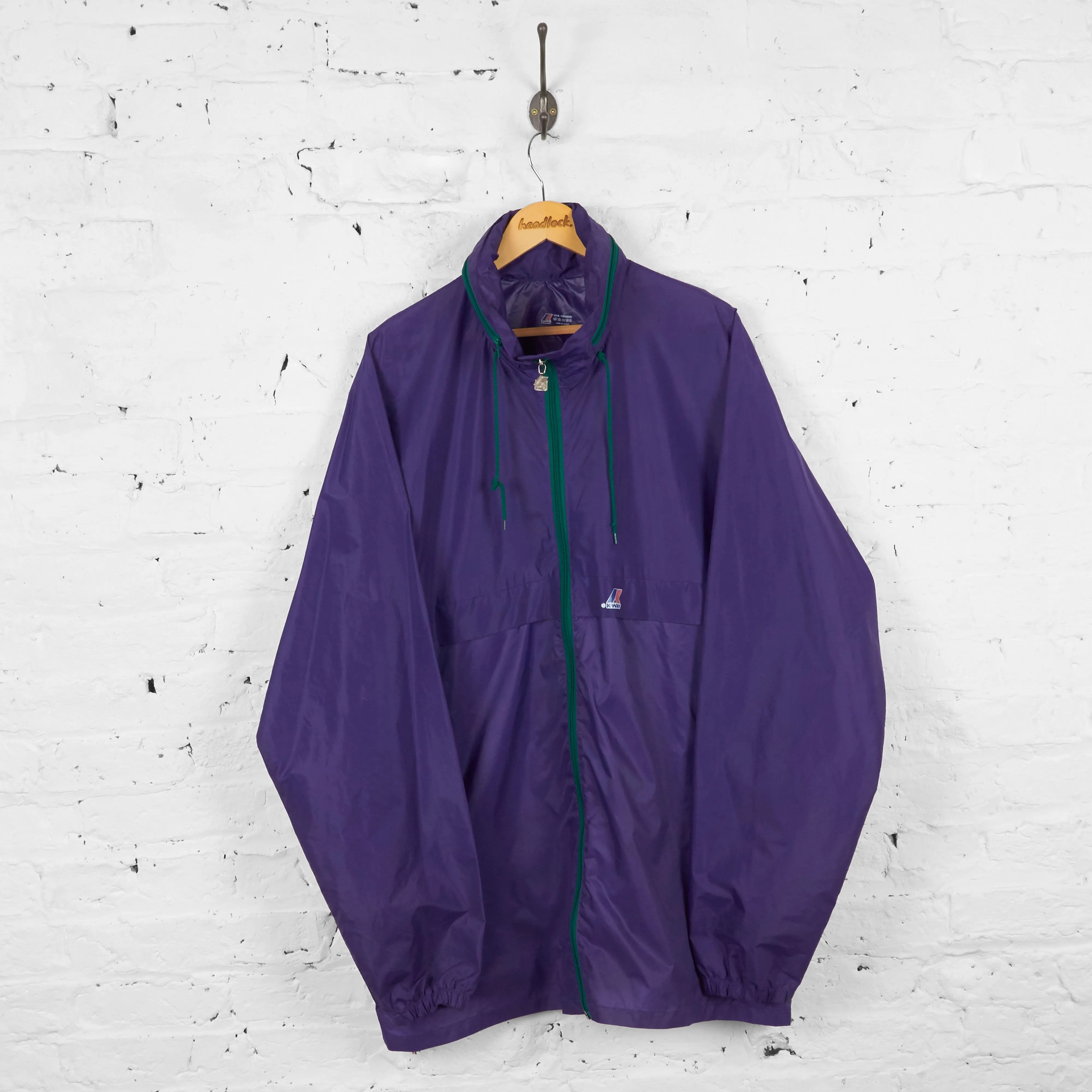 Vintage K-Way Cagoule Rain Jacket - Purple - XL