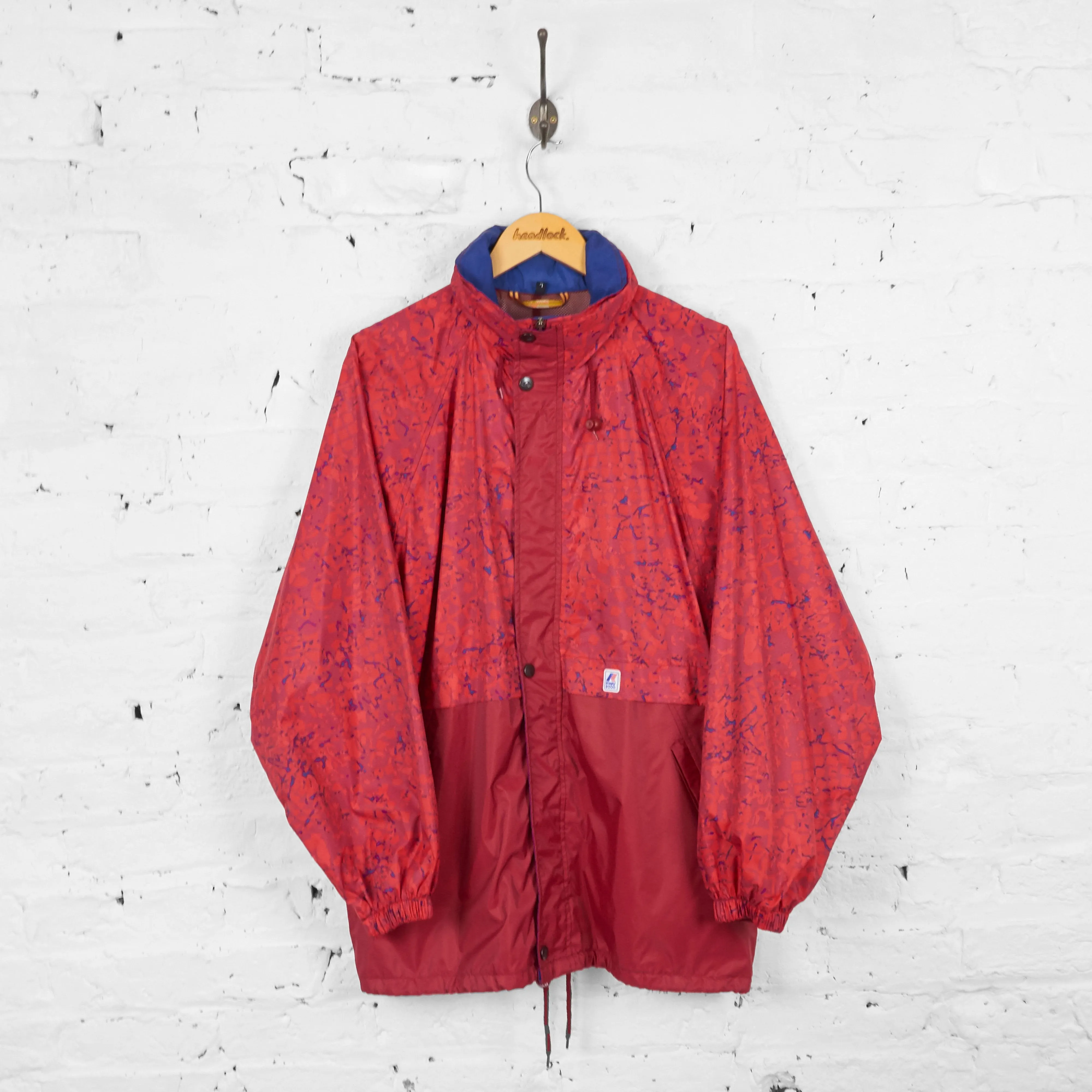 Vintage K-Way Rain Jacket Cagoule - Red - L