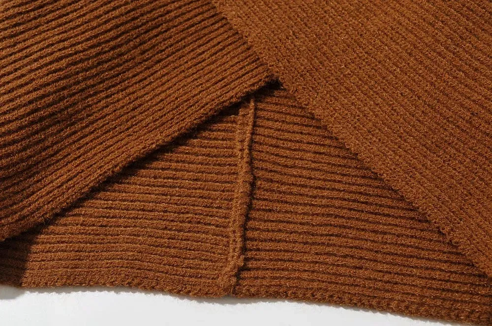 Vintage V-neck Batwing Sleeve Cross Design Knit Sweaters