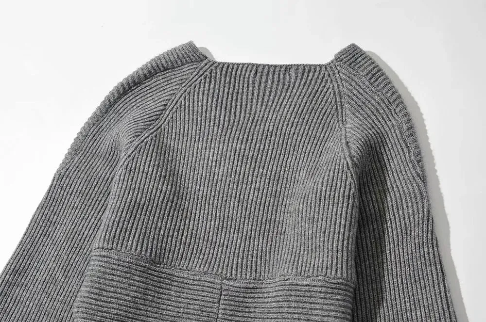 Vintage V-neck Batwing Sleeve Cross Design Knit Sweaters