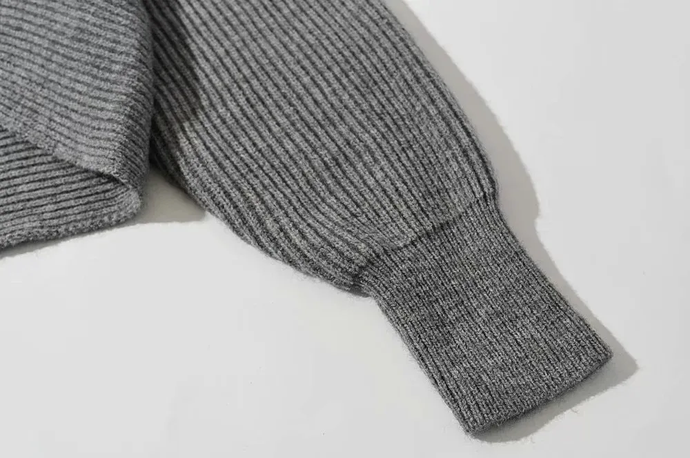 Vintage V-neck Batwing Sleeve Cross Design Knit Sweaters