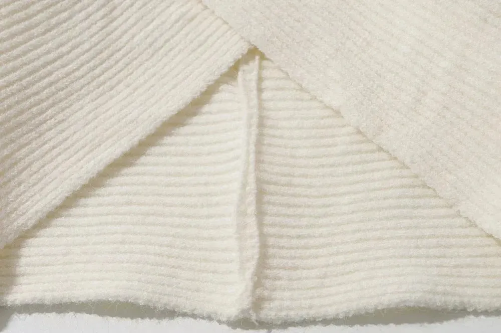 Vintage V-neck Batwing Sleeve Cross Design Knit Sweaters