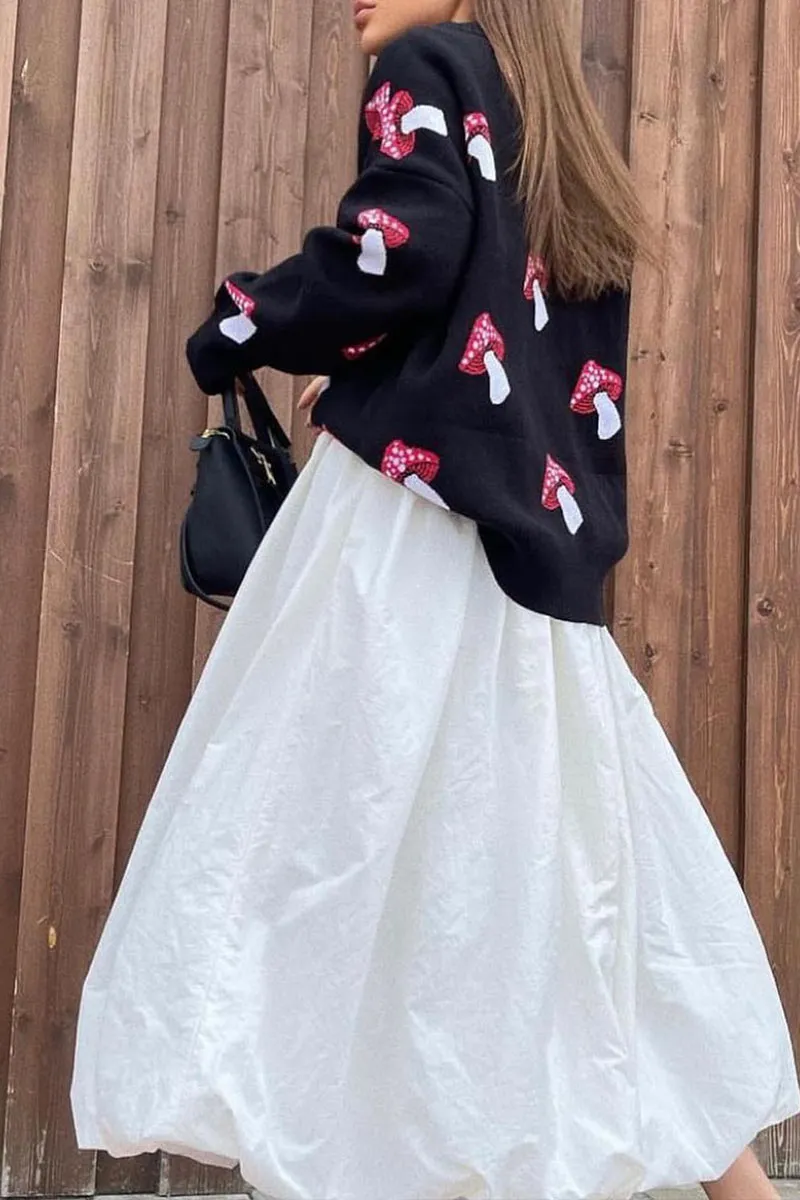 WH608 Mushroom Print Sweater