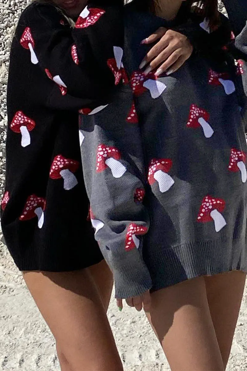 WH608 Mushroom Print Sweater