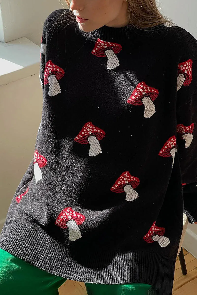 WH608 Mushroom Print Sweater